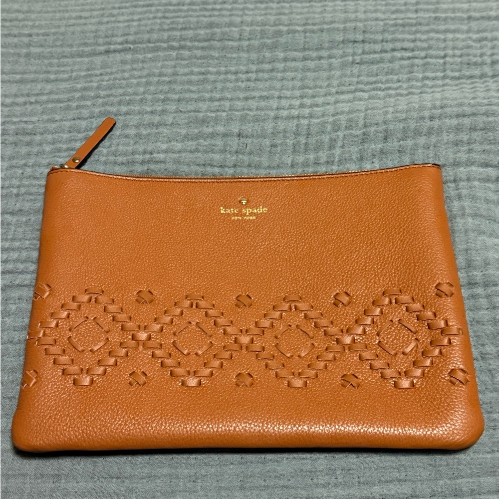Rare Kate Spade Flynn Street Gia Warm Cognac Clutch (New)